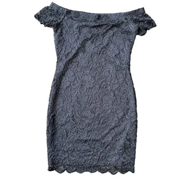 off shoulder lace mini cocktail dress bodycon black sexy goth regency style - Picture 2 of 7